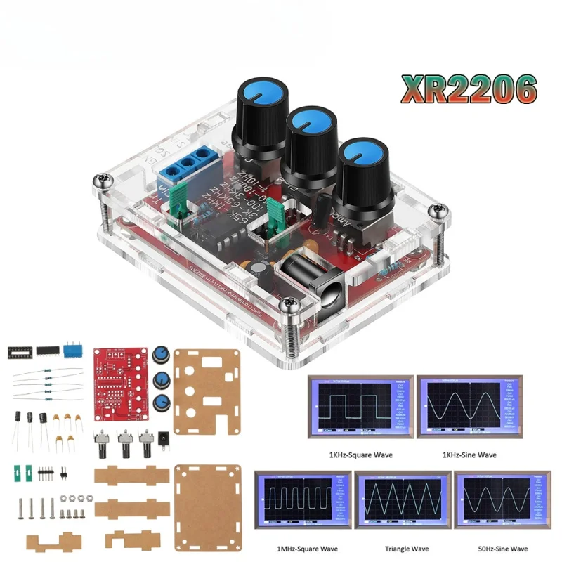 1Hz -1MHz Signal Generator XR2206, DIY Kit, Sinus/Triangle/Square, Output, Adjustable Frequency, Amplitude