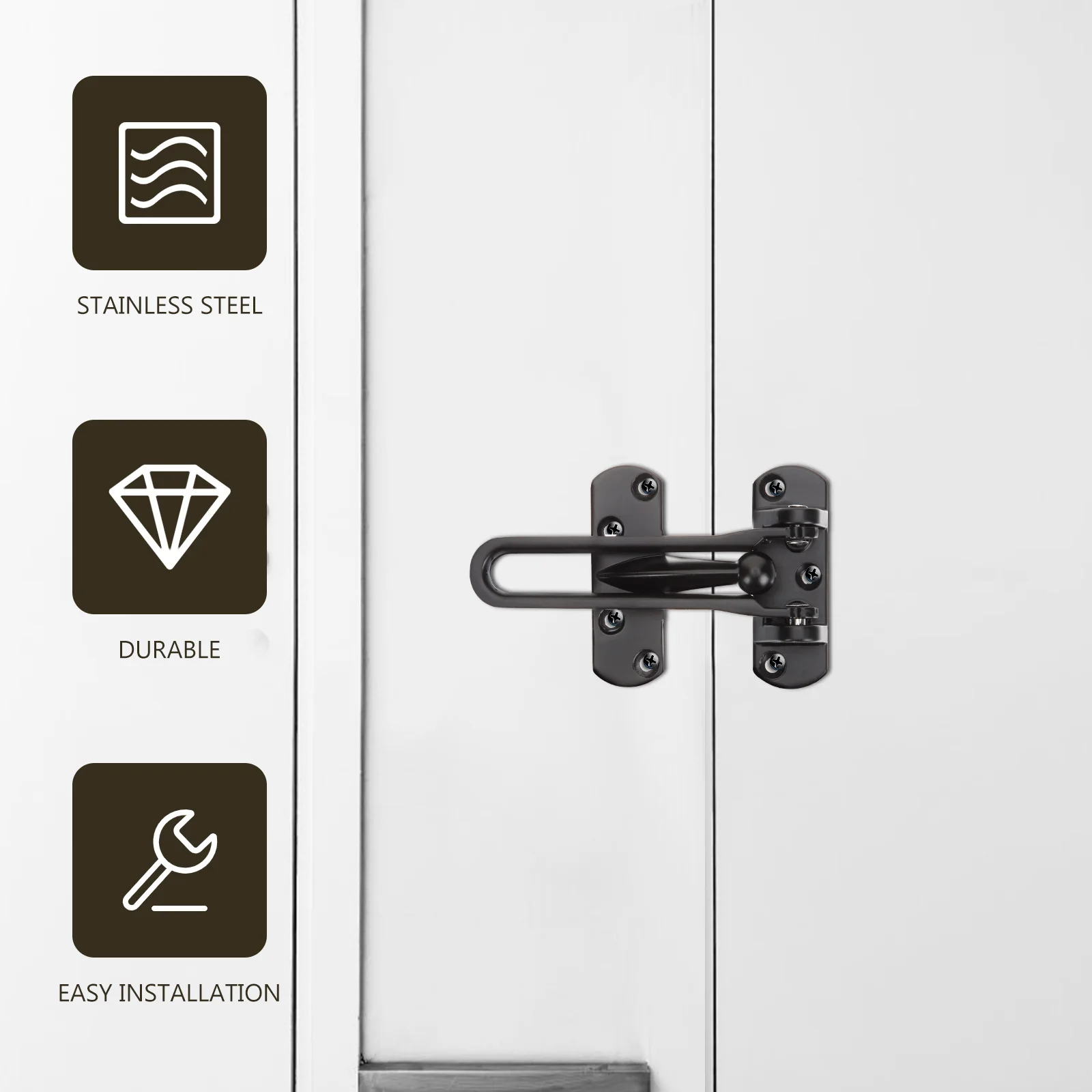 

Swing Bar Door Lock Heavy Duty Zinc Alloy SecurityLatch for Home Safety Guard French Doors Stoppers Child Proof Anti Intrusion