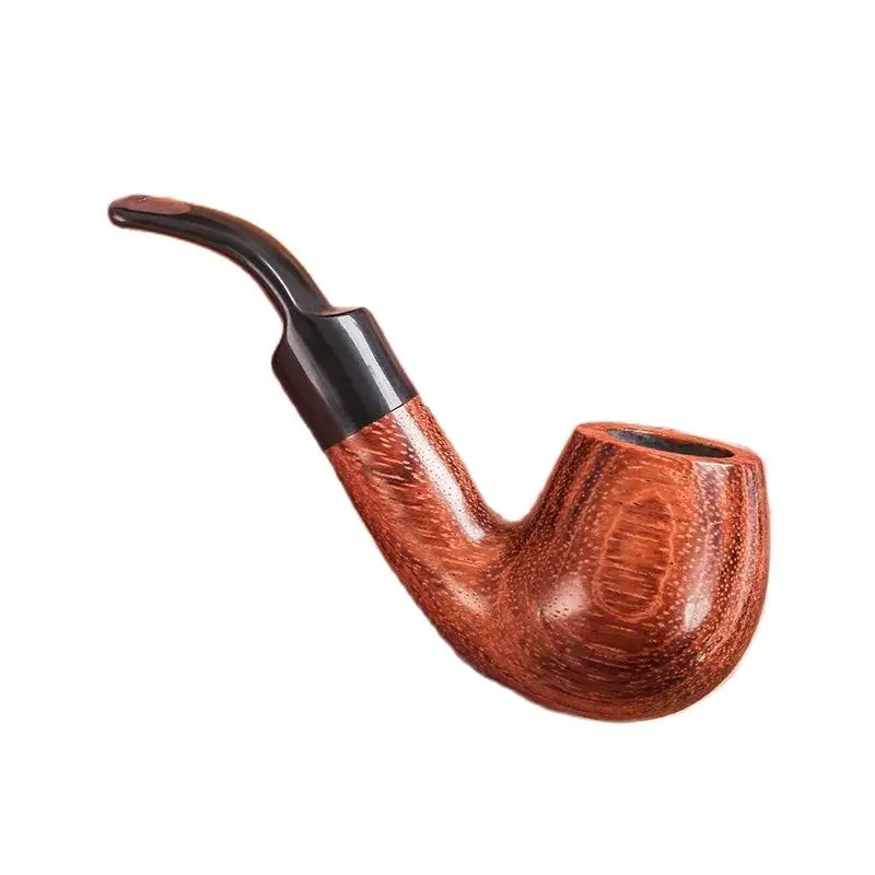 Mini Ebony Wood 9mm Filter Tobacco Pipe Retro Gentleman Bent Type Handle Handmade Smoking Pipe With Accessory Old Dad\'s Gift