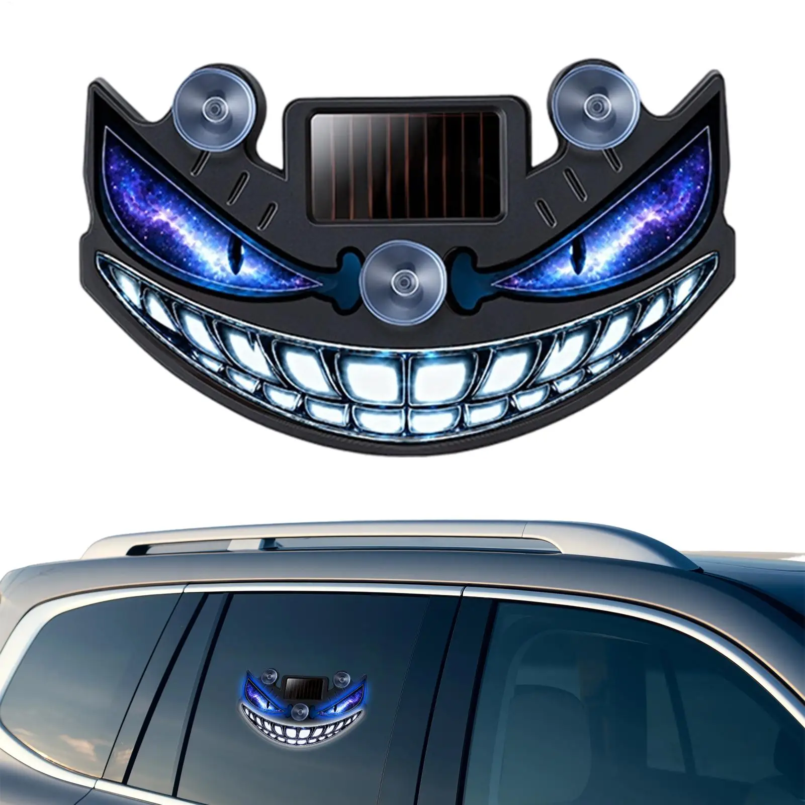 Solar Car LED Lights Dynamic LED Eye Interior Ambiance Lighting Window Light Up Decor For Car Interior SUVs Trucks Pickups