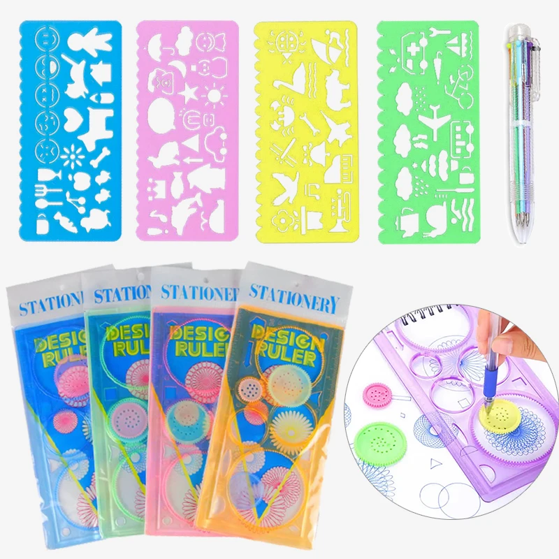 Children DIY Handmade Painting Template Drawing Toys Ruler Art Craft Creative Kids Educational Toy for Girls Boys Gift TMZ
