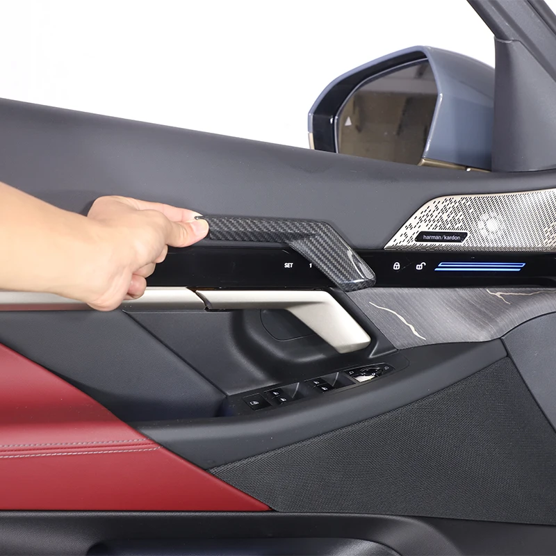 

Real Carbon Fiber Car Inner Door Handle Frame Door Panel Trim Sticker Protection Cover For 2024+ BMW 5 Series G60 Accessories