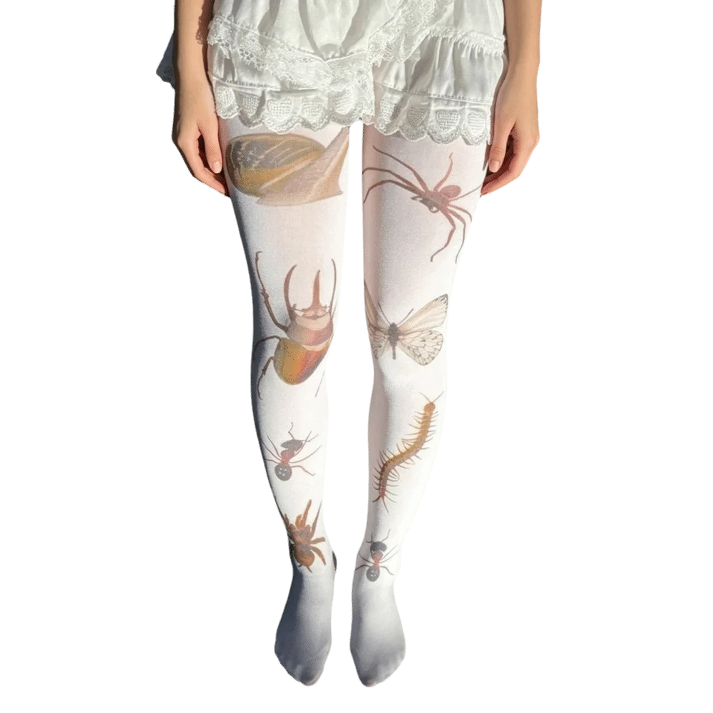 Y2K Velvet Pantyhose Medium Thickness Plus size Women Printed Tights Polyamide Fabric Regular Crotch Footed Tights