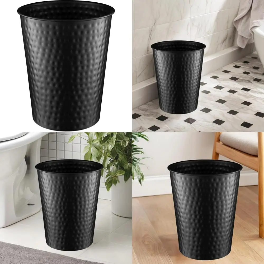 

Черная металлическая корзина для мусора ручной работы для домашнего офиса, спальни, декоративная корзина для мусора, современная мусорная корзина для ванной комнаты, прочная и