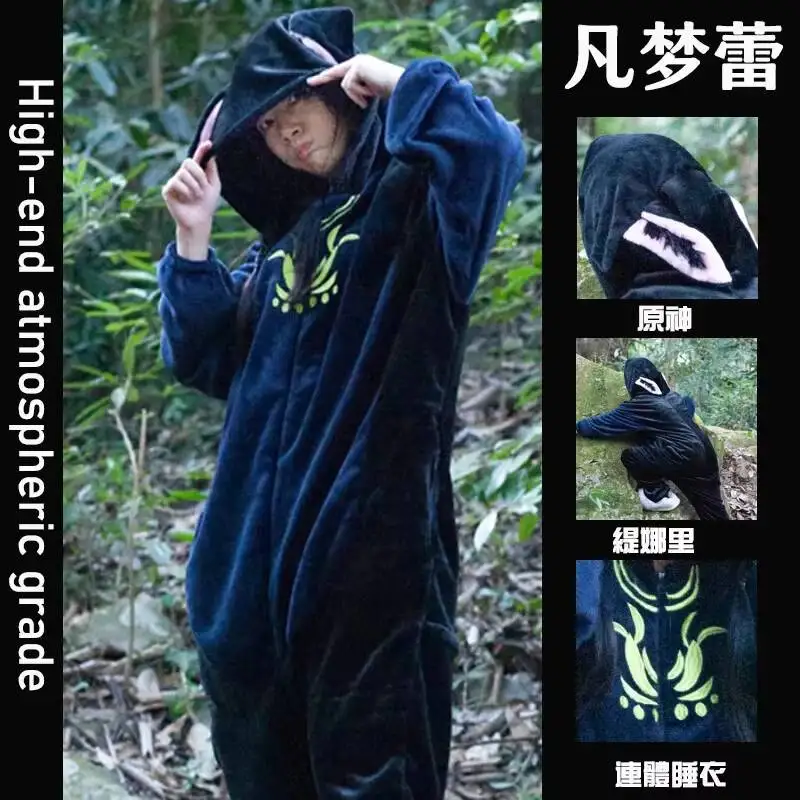 Pijamas de Franela Tri-Point Delusion Tinari para Hombre, Diseño Original de Anime, con Detalles de Terciopelo