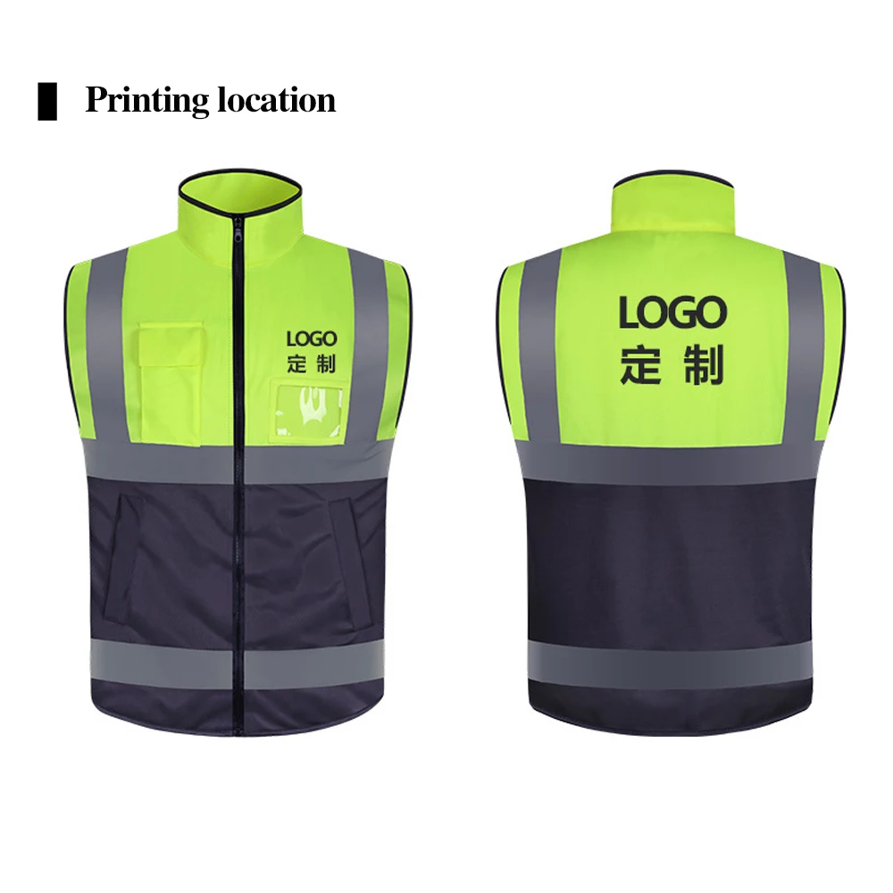 Hi Vis Workwear Vest with Multi Pockets Construction Road Work Vest Two Tone Working Clothes