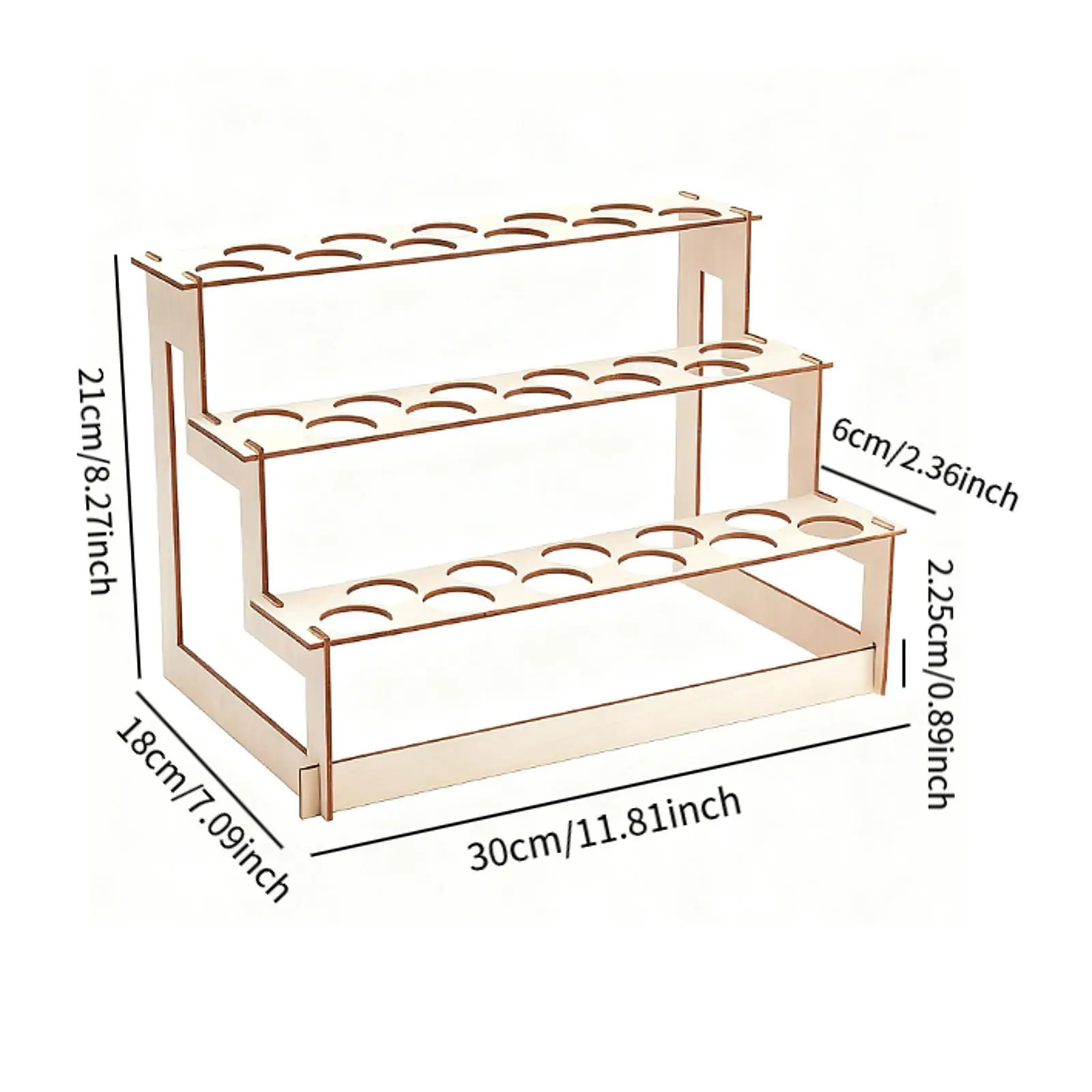 Wood Ice Cream Cone Holder Stable 3 Layer Display Rack 33 Slot Cupcake Storage for Party Buffet