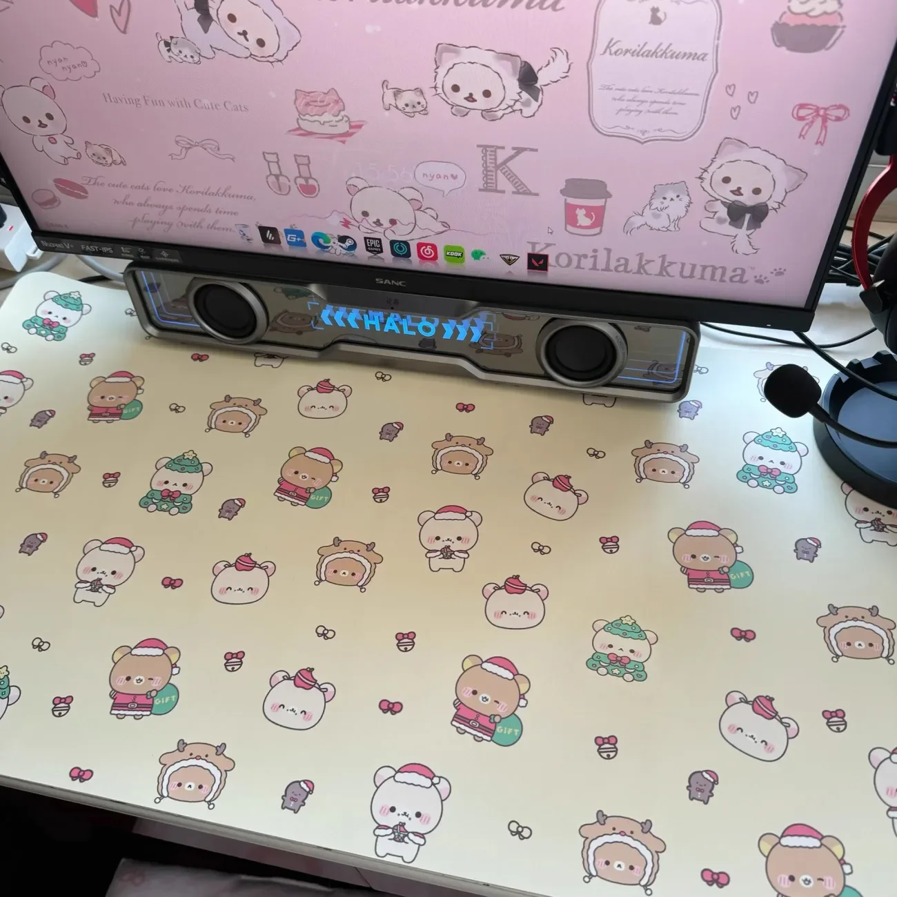 

R-Rilakkuma Kawaii Cartoon Pad Large PC Computer Keyboard Office Game Table Desktop Mat XXL PU Leather Gaming Keyboard Mousepad
