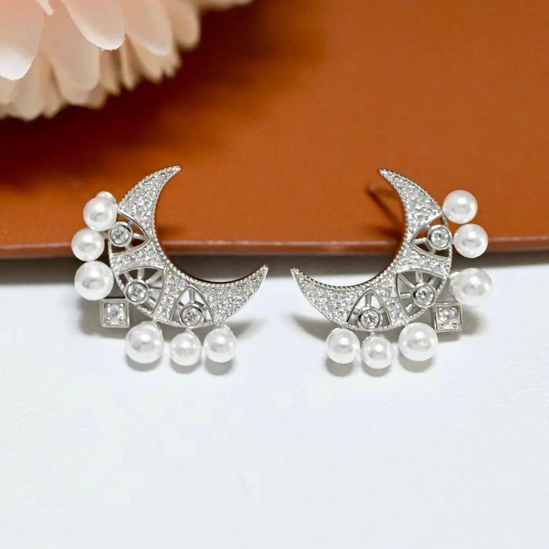 الجملة S925 فضة أقراط جبل النتائج إعدادات قاعدة تصاعد أجزاء ملحق ل 3-4 مللي متر اللؤلؤ 5 زوج/وحدة #2