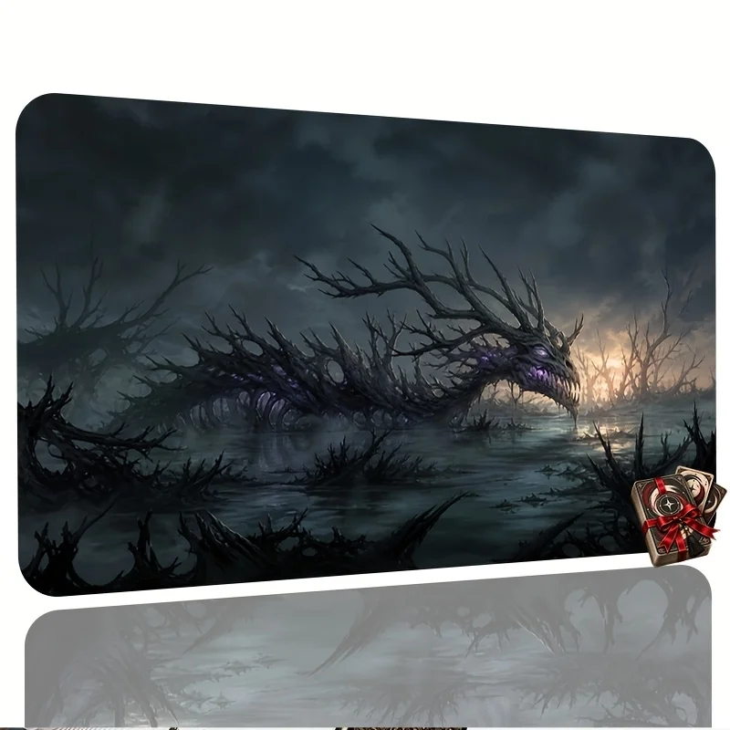 Dark Giant Lake Marsh Pattern Playing Card Game Mat, non-slip table mat and mouse pad, suitable for collectible card games