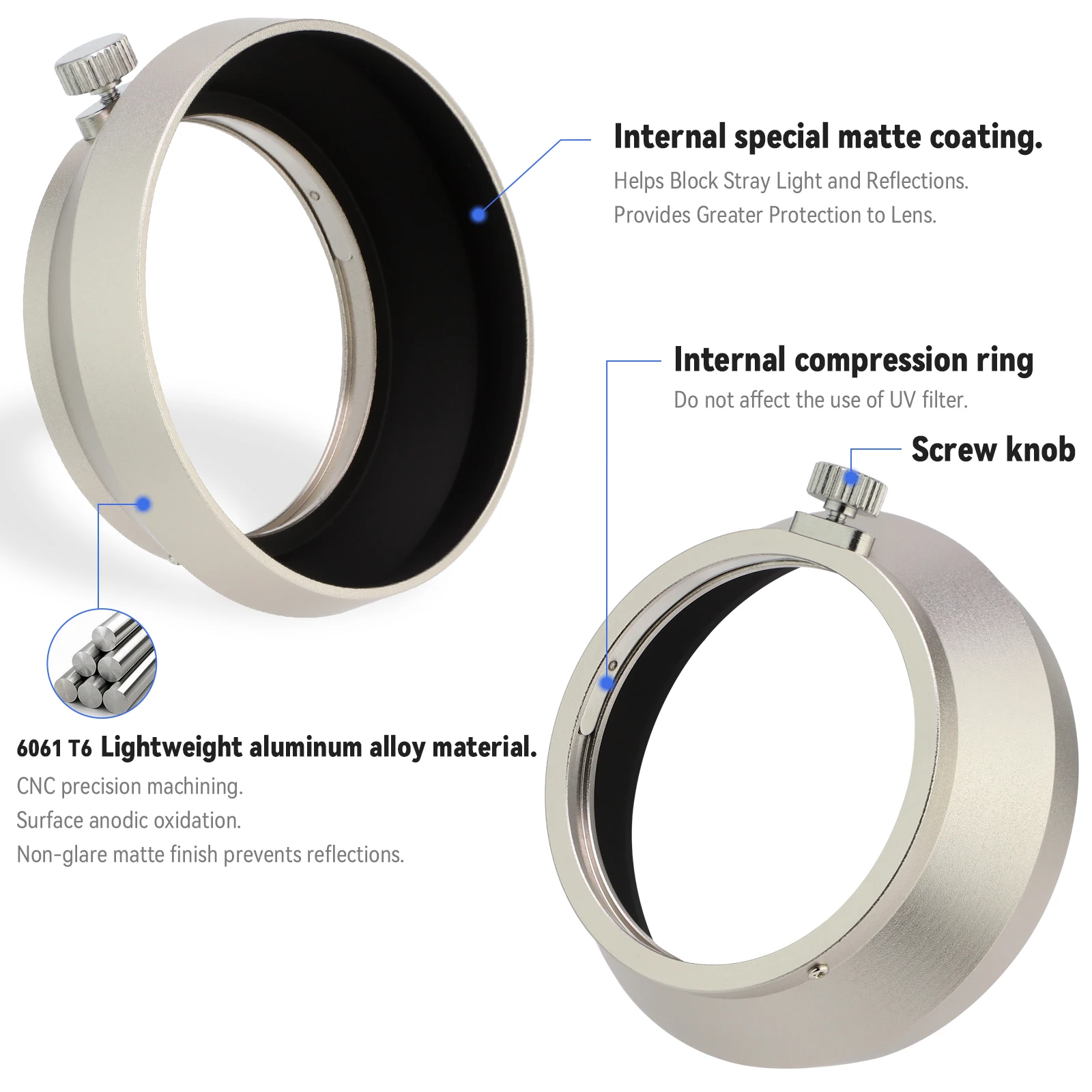 Haoge LH-M48W metalowa osłona przeciwsłoneczna odcień dla Olympus M.ZUIKO cyfrowy 17mm F1.8 obiektyw wymienić LH-48B srebrny