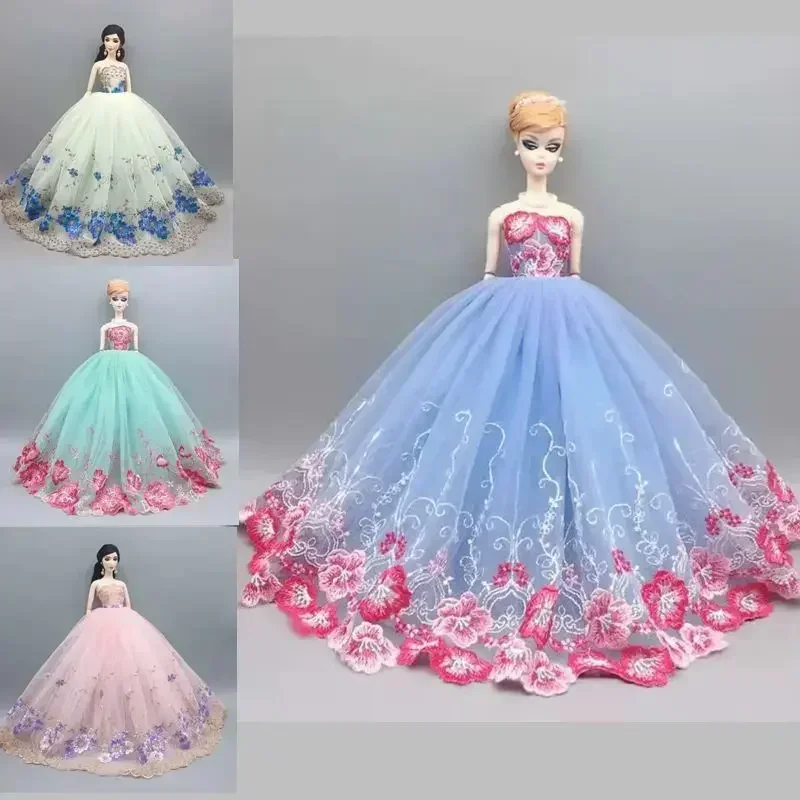 1/6 Doll Clothes for Barbie Dress for Barbie Clothes Floral Lace Wedding Dresses Party Gown Outfits 11.5\