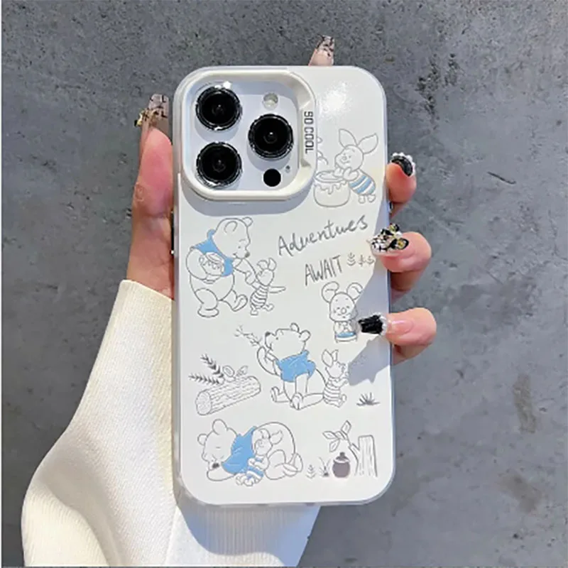 Disney Winnie The Pooh Cute Phone Case For iPhone 15 14 13 12 11 Pro X Xs Max 12 13 MINI 7 8 Plus Y2K Girl Anti Fall Cover