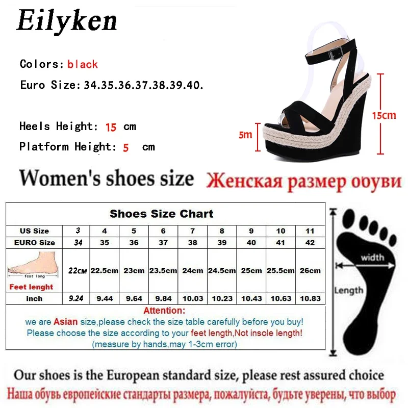 Eilyken Fashion Open Toe Wedges Platform Women Sandals Designer Hollow Out Buckle Strap High Heels Summer Shoes