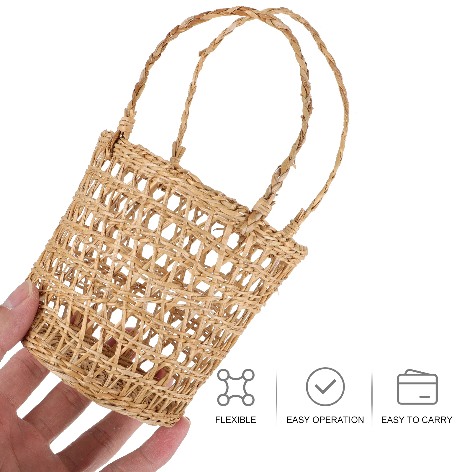 

1pc Handheld Storage Decorative Flower Weaving Craft Flower Basket For Home Decor Desktop Organizer Sundries Basket Decor