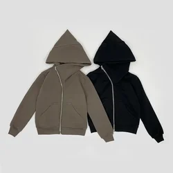 Rick Kid's Hoodies 2024 Spring New In Y2K Child Owens Hooded Shirts Pure Cotton Baby Tops Diagonal Zipper Sports RO Sweatshirts