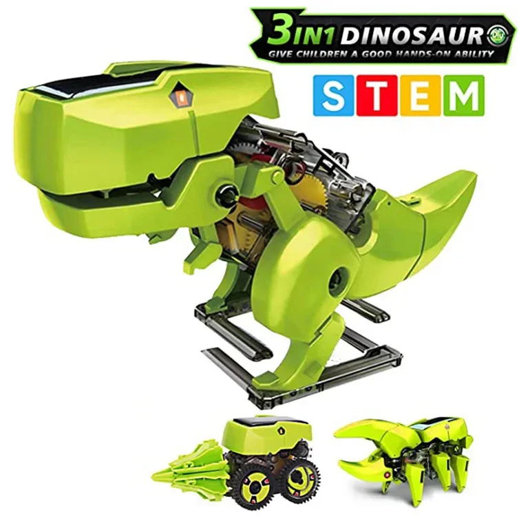 

3 In 1 Solar Robot Kits STEM Educational Toys Technology Learning Blocks Spaceship and Dinosaur Robotics Children Gifts