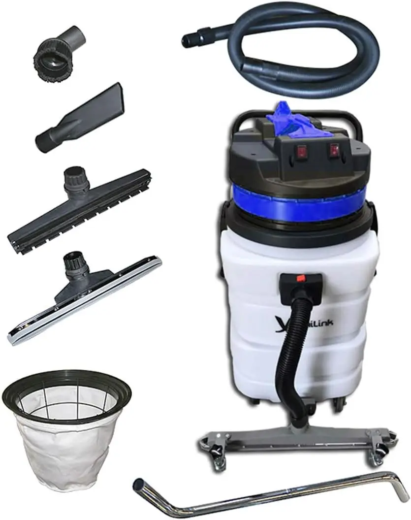 Wet Dry Vacuum W/Front Squeegee 2 Motors 24 Gal