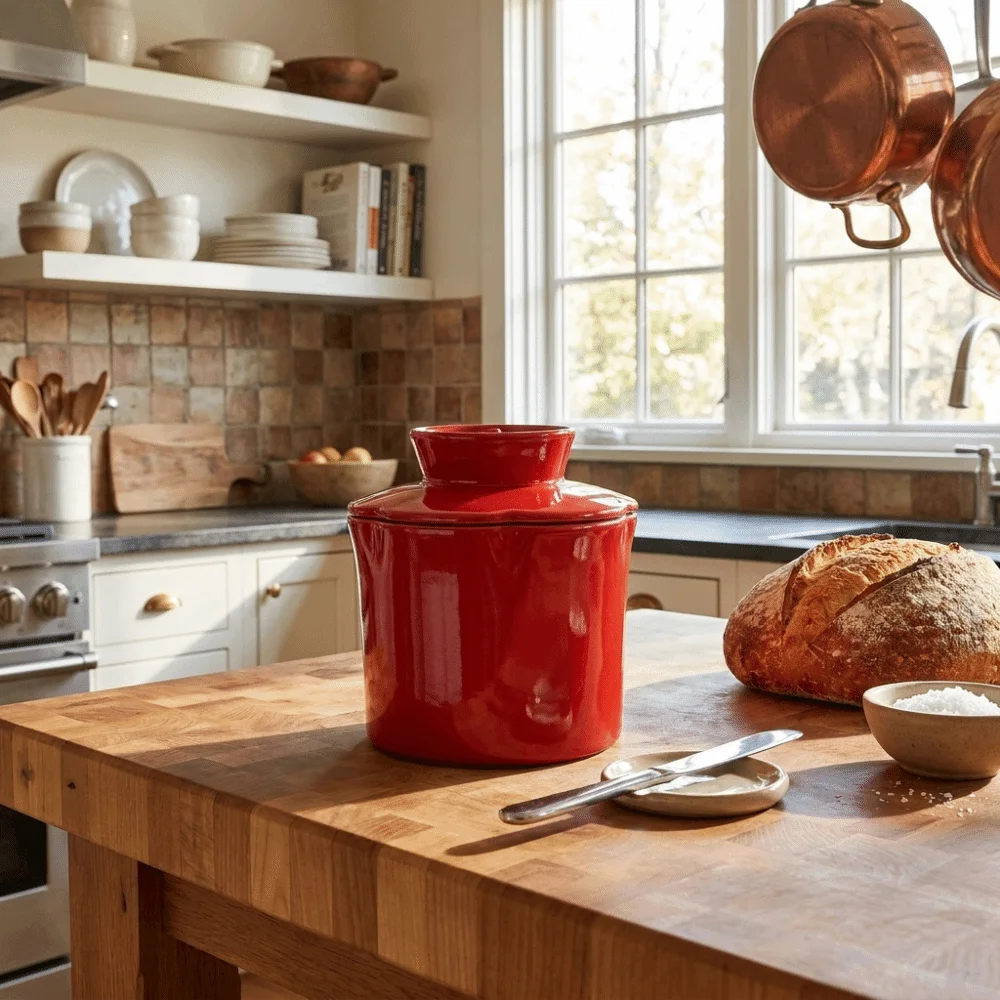 

Spice Jar Ceramic Flower-Shaped Butter Jars Keep Fresh Airtight Butter Bell Crock Large Capacity with Lid Cheese Cup Countertop