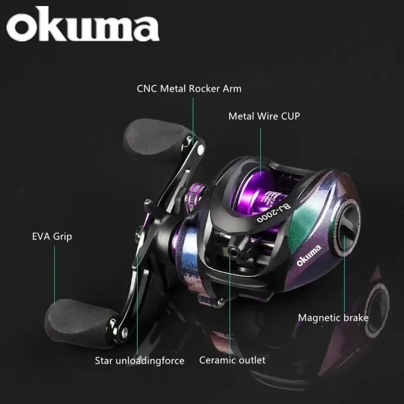 Imagem -03 - Okuma-carretel de Pesca com Sistema de Freio Magnético Roda de Gota de Água Água Salgada Fresca Relação de Engrenagem 7.2:1 Max Drag 18kg