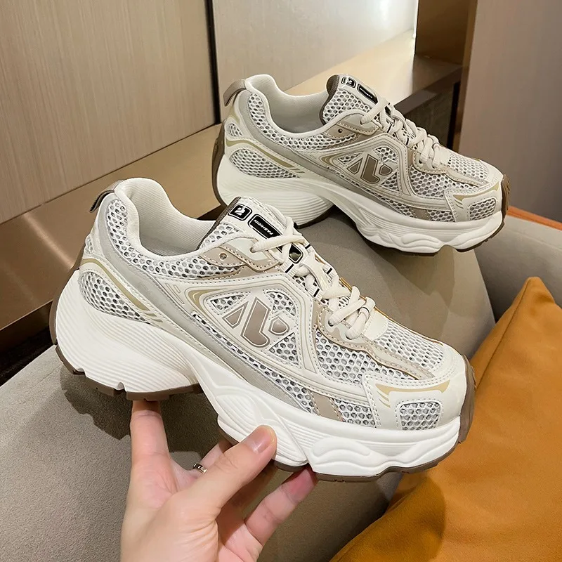 Chunky Sneakers for Women, Thick Bottom, Platform Vulcanize Shoes, Breathable, Ladies Luxury Shoes, Casual Footwear, Fashion,