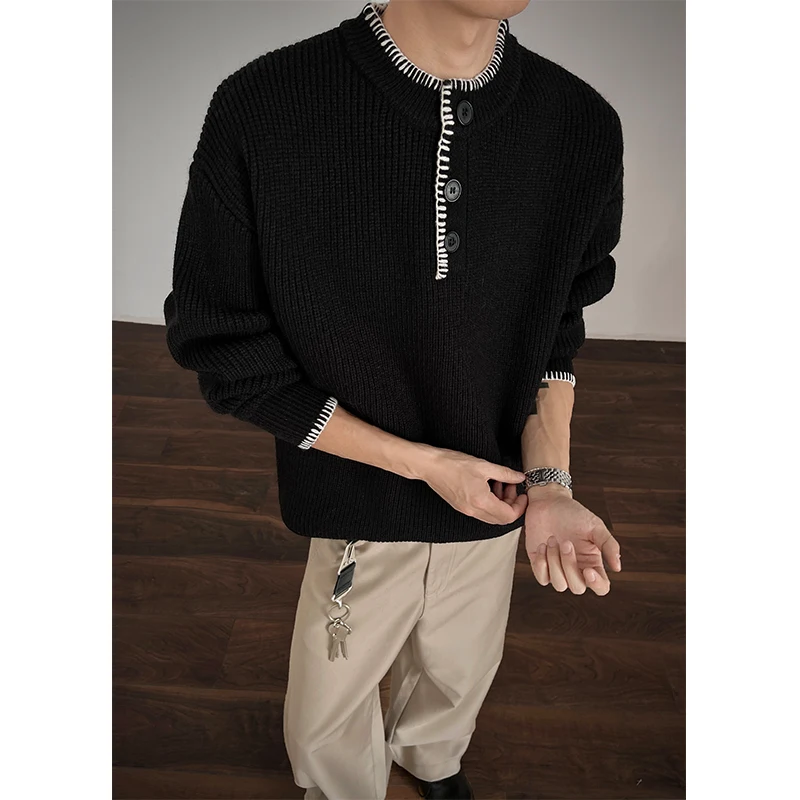 الشتاء سترة الرجال الدافئة موضة عادية بلوفر مغزول الرجال الكورية فضفاضة الجولة الرقبة طويلة الأكمام سترة رجالي البلوز الملابس