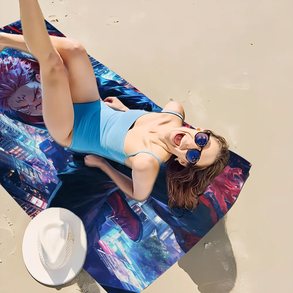 Anime R-Ryomen S-Sukuna Microfiber Blanket Quick Drying Beach Towels Oversized Printing Super Absorbent Pool Towel Blanket