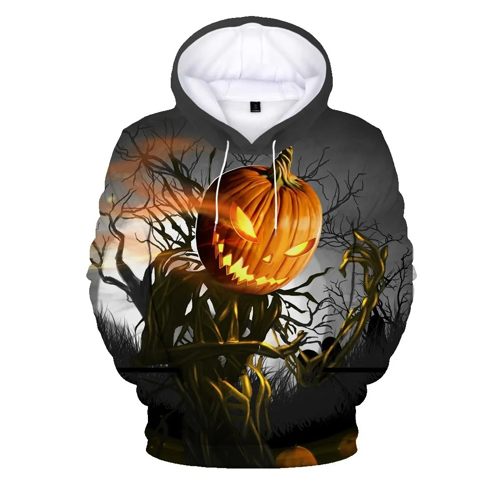 

Halloween Devilish Pumpkin Head Costume Hoodie Sweatshirt Men's 3D Digital Print Ghost Festival Jacket Christmas Night