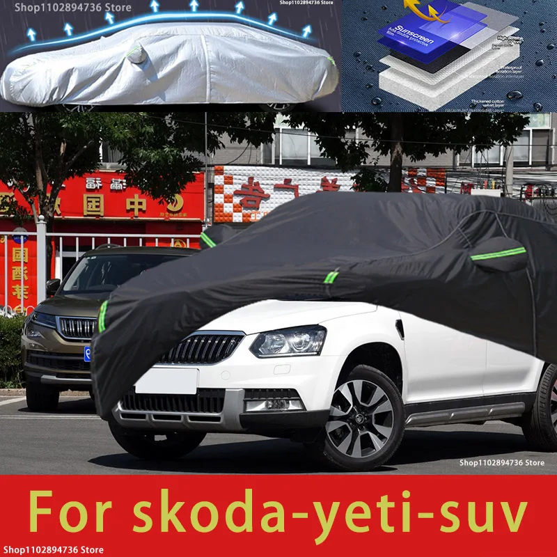 

For Skoda Yeti Fit Outdoor Protection Car Covers Snow Cover Sunshade Waterproof Dustproof Exterior black car cover