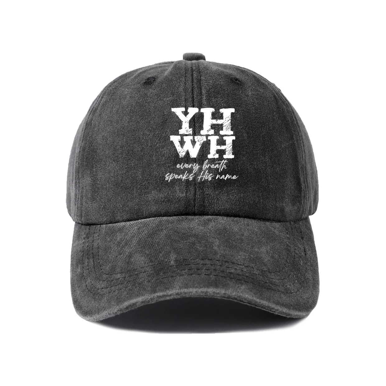 Retro Typography Graphic Baseball Cap, Vintage Washed Adjustable Unisex Dad Hat, Everyday Gift