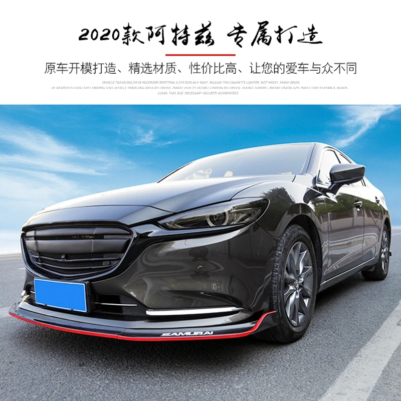 3Pcs Car Front Bumper Splitter Lip Diffuser Spoiler Guard Cover Trim for Mazda 6 Atenza 2020-2021 Body Kit