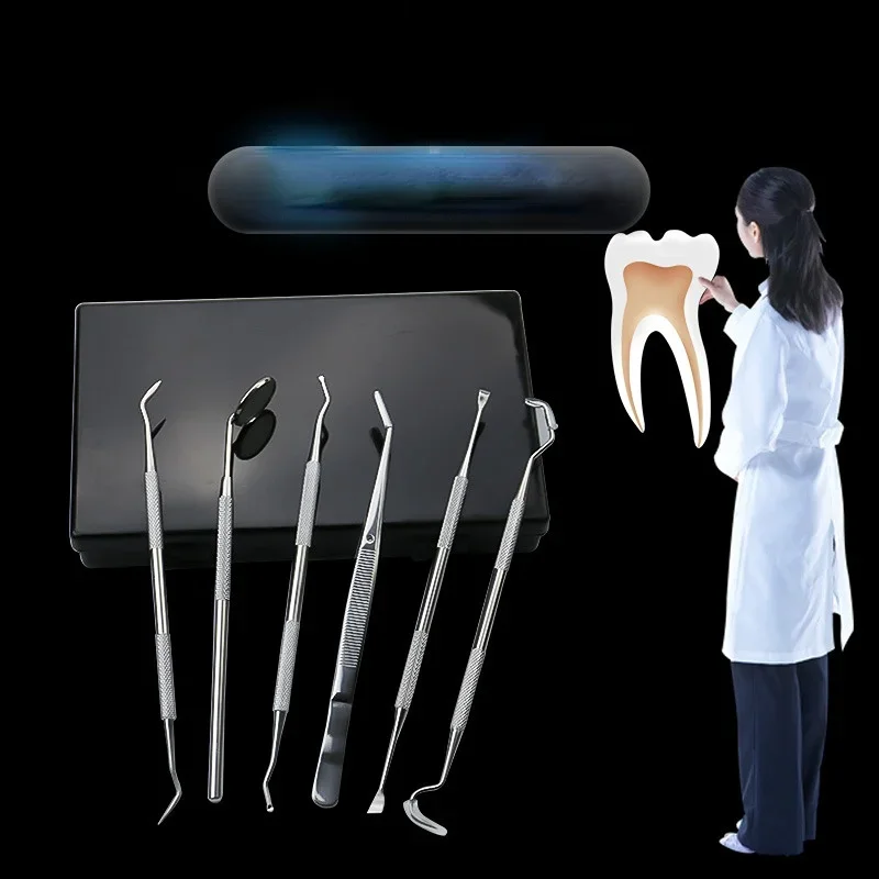 Stainless Steel Dental Mouth Mirror Tools Dentist Teeth Operation Instrument Kit Tweezers Pick Probe Sickle Scaler Oral Care Set