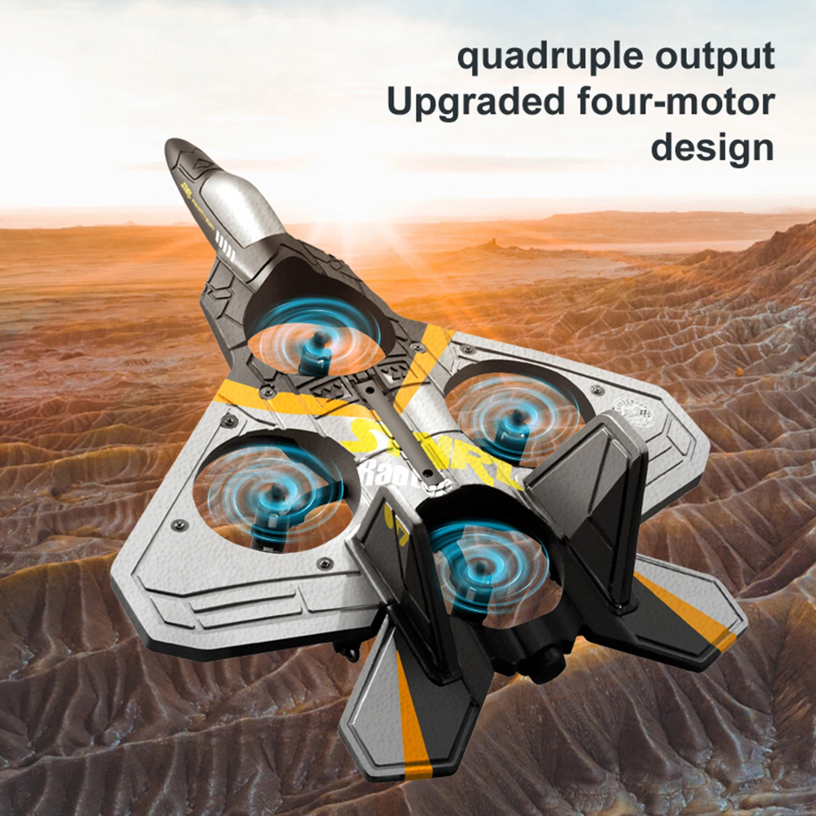 RC Airplane 2.4GHz 6CH EPP RC Plane 4 Motor RC Aircraft  with Function Gravity Sensing Stunt Roll Cool Light 2 Battery