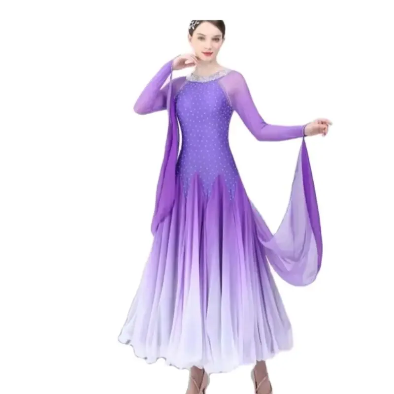 

1pcs/lo vintage style woman ballroom dancing dress gradient waltz dancing dress