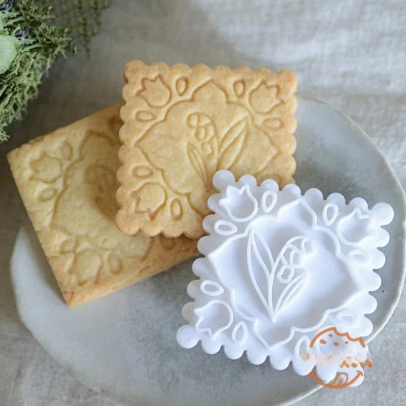Flowers Shape Cookie Cutter Stamp Mother's Day Rose Lily Pressable Biscuit Mold Confectionery Cookie Kitchen Baking Pastry Tools