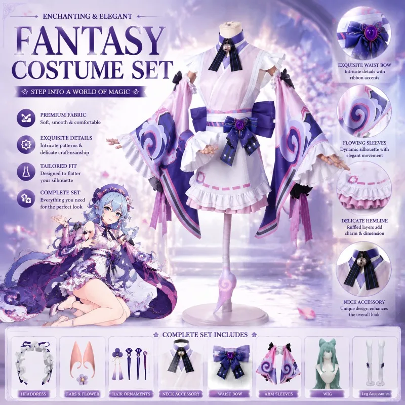 Genshin Impact Yumemizuki Mizuki Cosplay Kostüm Damen Niedliches Kleid Yumemizuki Mizuki Rollenspiel Outfit Anzug