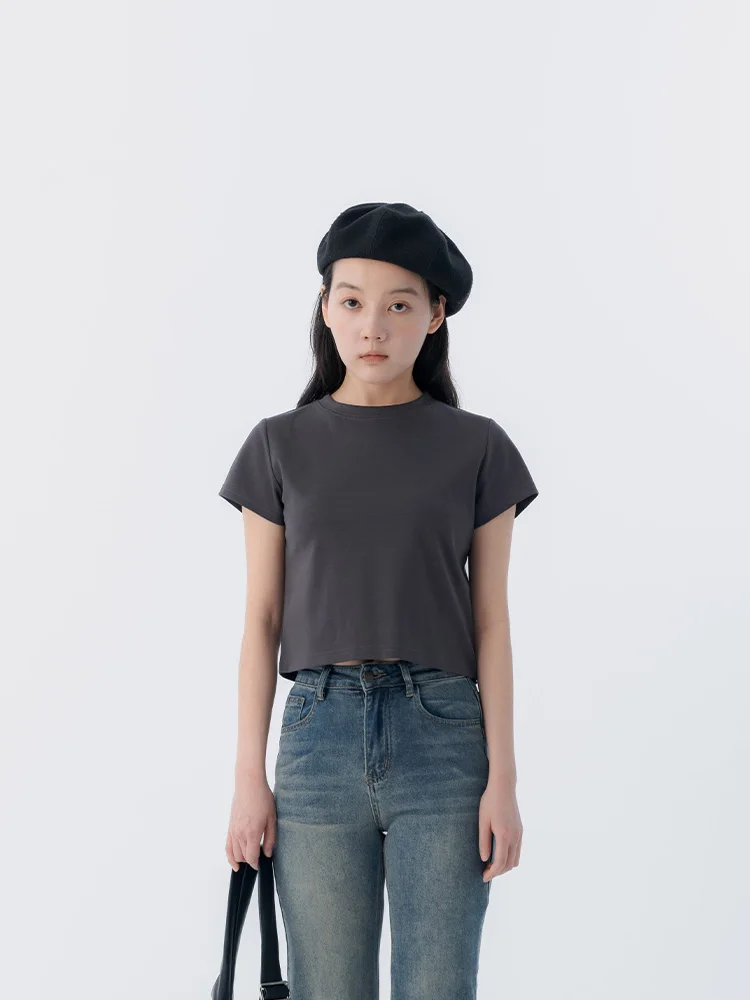 

Футболка женская Queenshop Cotton Candy Short Version Cool Feeling, новинка, весна-лето, повседневный стиль, стандартный крой, круглый вырез