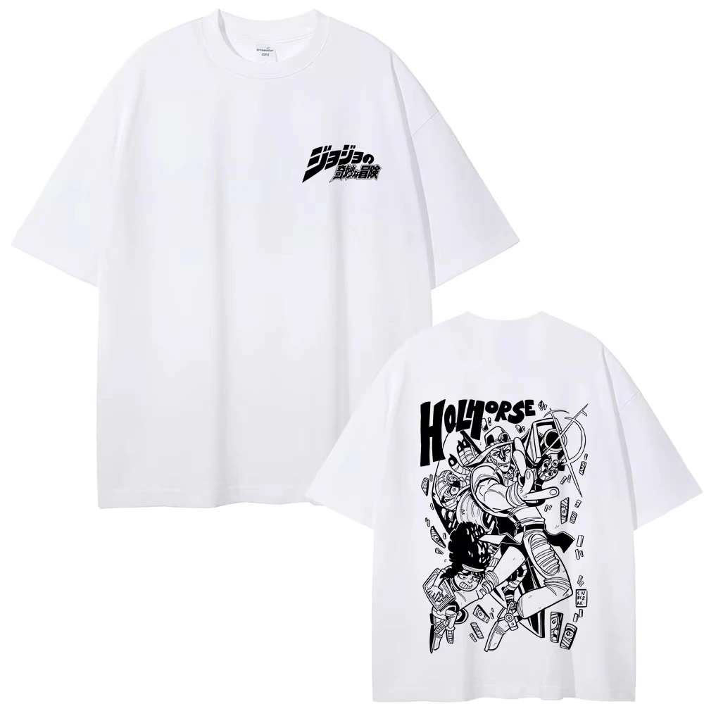 2026 New Anime JoJo's Bizarre Adventure Hol Horse Graphic T-shirt Men Women Manga Casual Soft Cotton T S