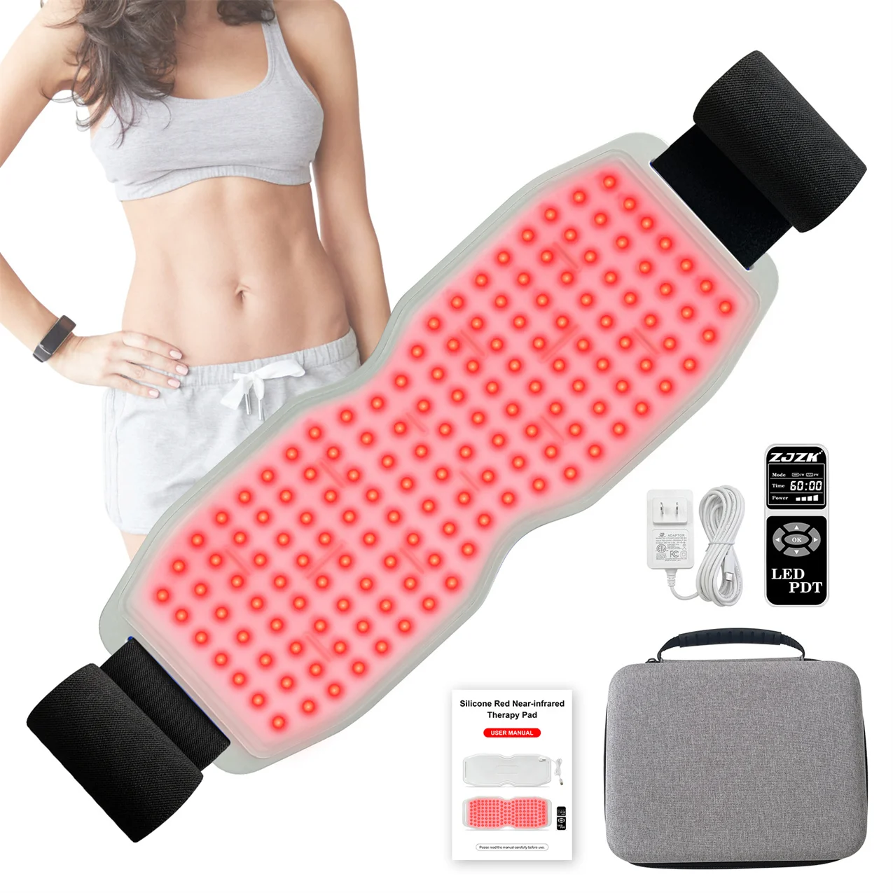 ZJZK 660nm 850nm 940nm 450pcs Chips Red Light Therapy Wrap Belt for Body Infrared Red Light Therapy Panel Relief Wrap Machine