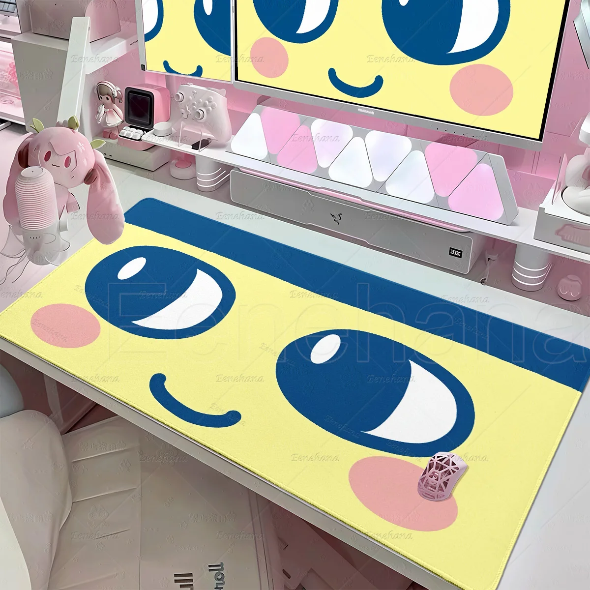 Kawaii Cartoon T-Tamagotchi Mousepad PC Gaming Computer Keyboard Desk Mat Rubber Washable Non-Slip Lock-Edge Office Accessories