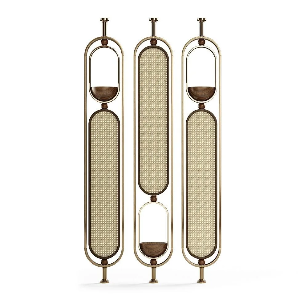 Unique Space Room Wood Divider Folding Partition Metal Featured Woven Design New Privacy Panel Screens Home Aesthetic Decoration