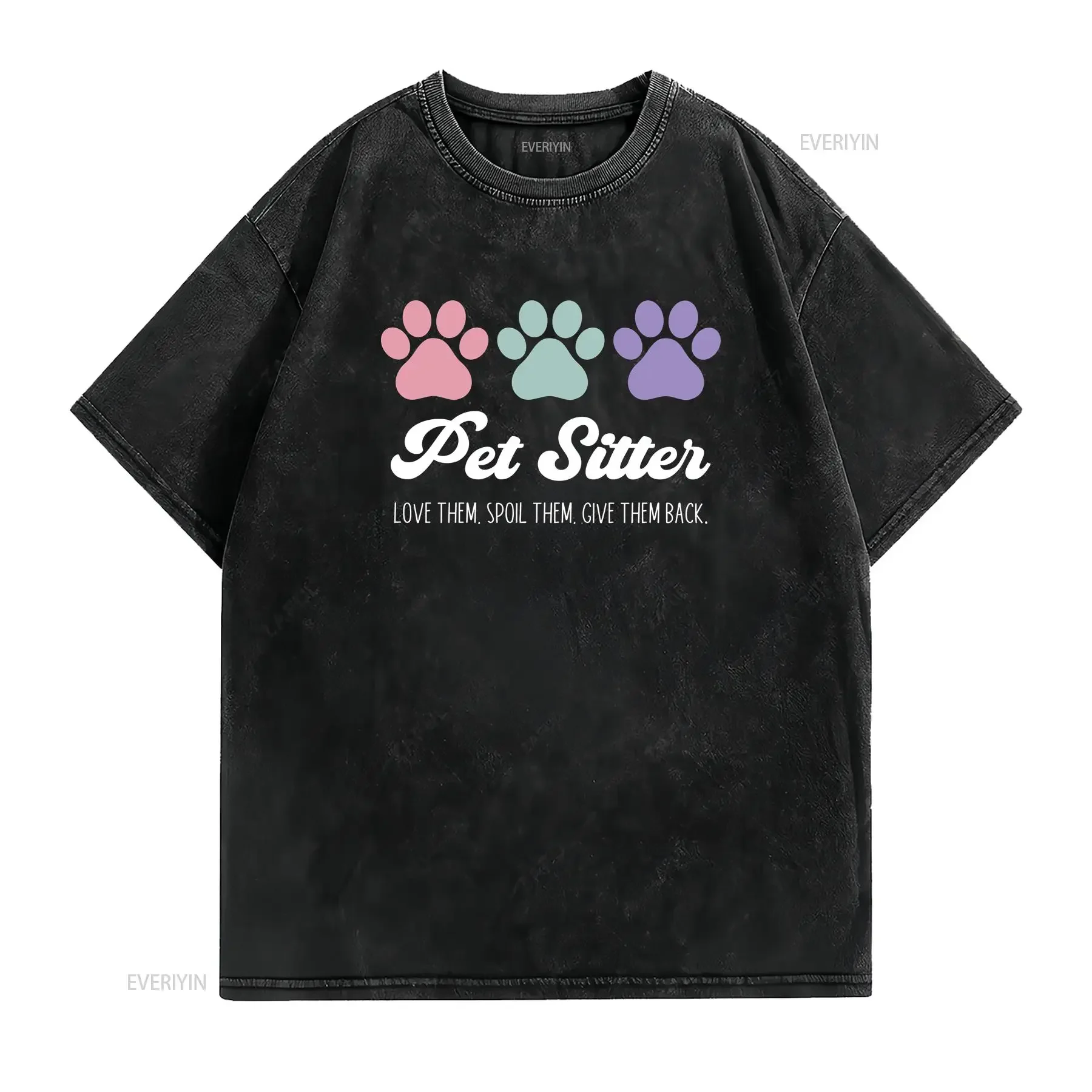 Pet Sitter T Shirt Dog Sitting Funny Lover Aunt Grandma Cat Petsitter Love Them Spoil vintage Washed Breathable streetwear
