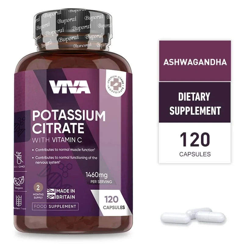 Potassium Citrate Supplements 1460mg - Contains Vitamin C To Help Maintain Normal Bone, Nerve and Immune System Function