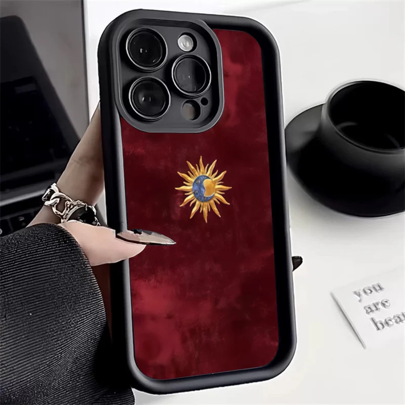 Minimalist Sun Moon Pattern Silicone Phone Case For iPhone 17 16 15 14 13 12 11 Pro Max 17 Air 16E XS X XR 7 8 Plus Soft Cover