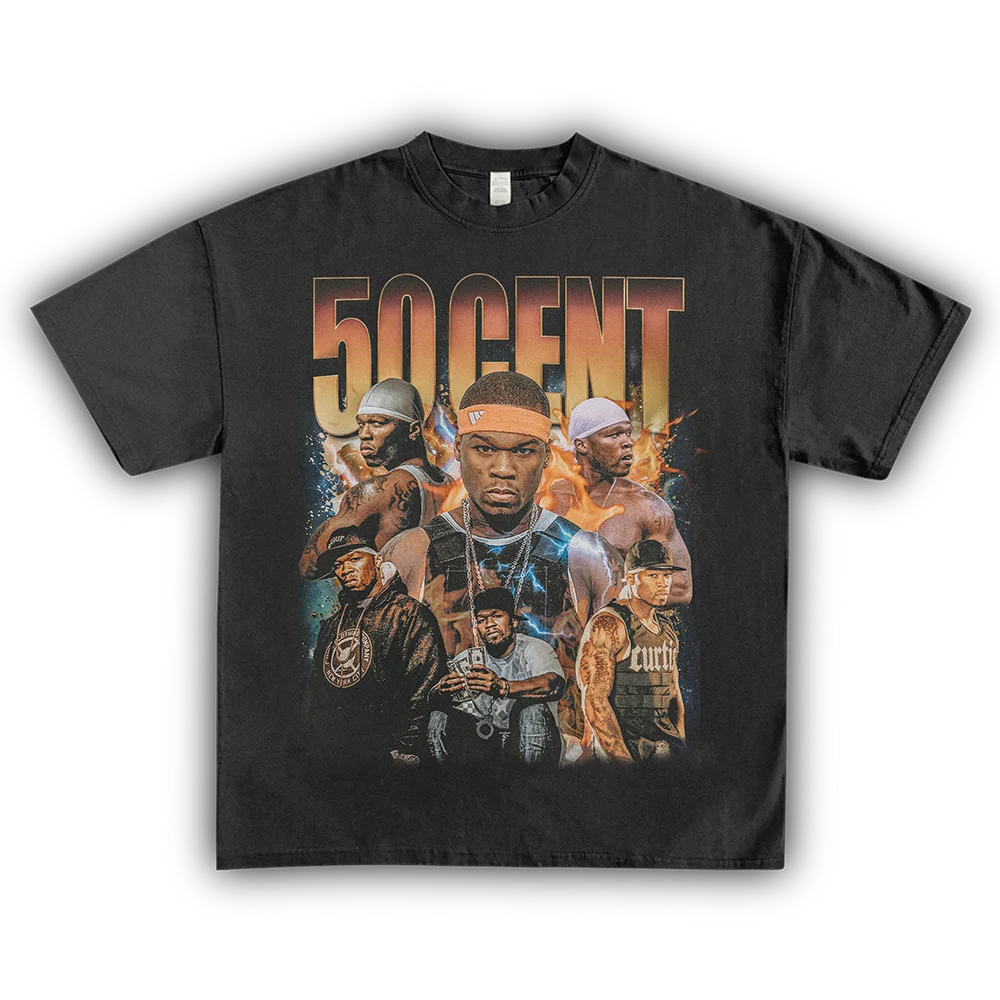 

Футболка Homage Tees в стиле 50 Cent, хип-хоп, американский ретро-стиль, свободный крой, плотная ткань, короткий рукав, круглый вырез, молодежная, летняя, модная.
