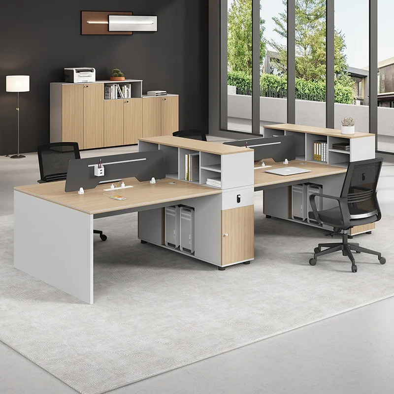 Office desk and chair combination staff desk 6 people office staff desk finance computer  staff seat screen