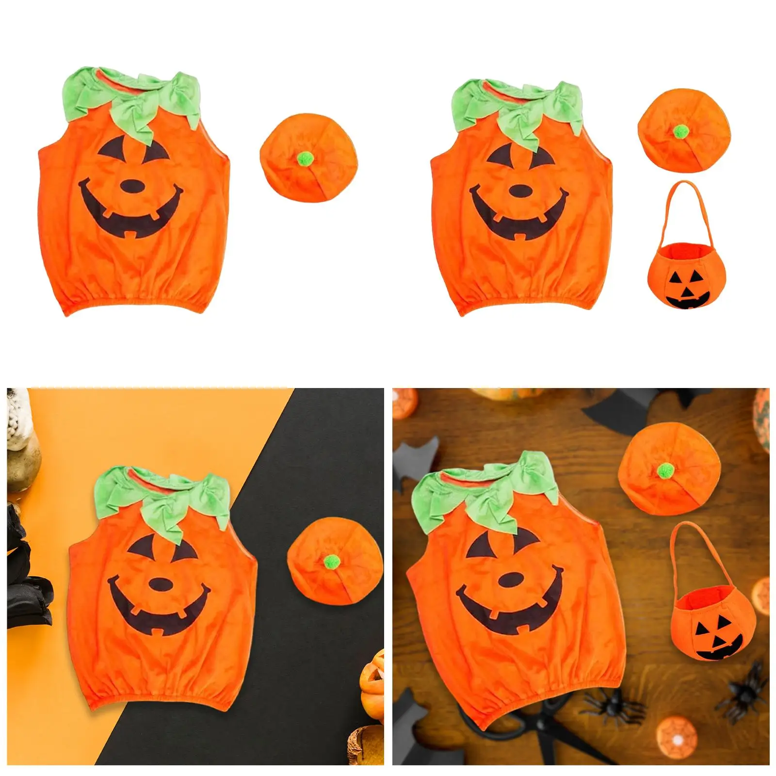 

Baby Halloween Pumpkin Costume Comfortable Novelty Boys Girls Decorative Outfit for Halloween Party Props Role Play Fancy Dress