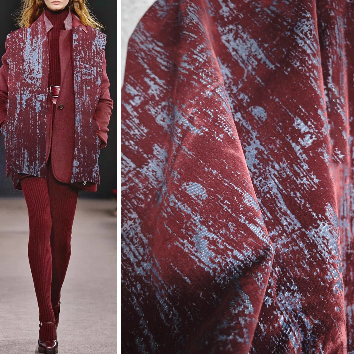 

1yard Snowflake marble plush denim cotton fabric Creative designer for outerwear and skirt,fashion fabrics for clothing