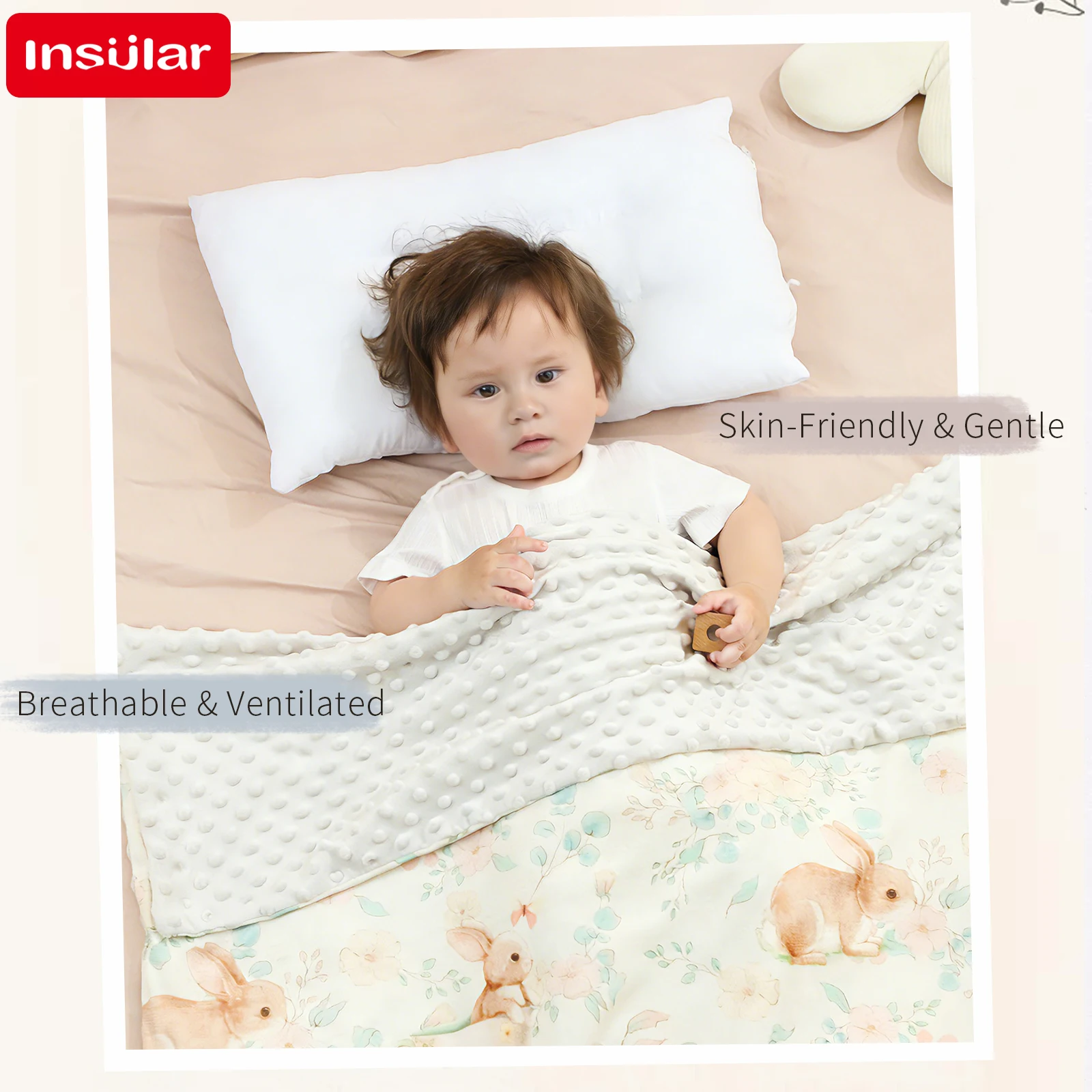 INSULAR Baby Monthly Milestone Blanket Skin-friendly Kids Soft Holding Blanket Bean Blanket Infant Play Mat Multi-functional