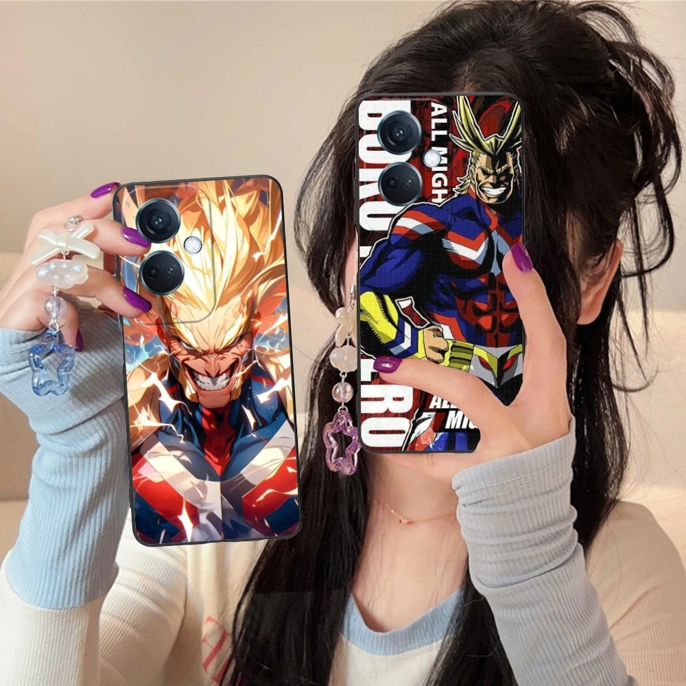 Hero All Might Mobile Cell Phone Case for OPPO Find X5 X3 X2 A93 Reno 8 7 Pro A74 A72 A53 Black Soft Phone Cover Shell